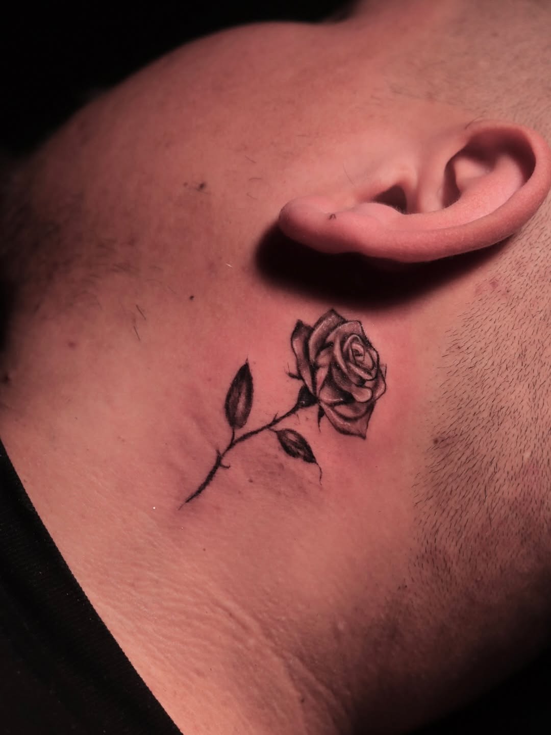 Rose dotwork tattoo on the neck by Mr Letters🗡️