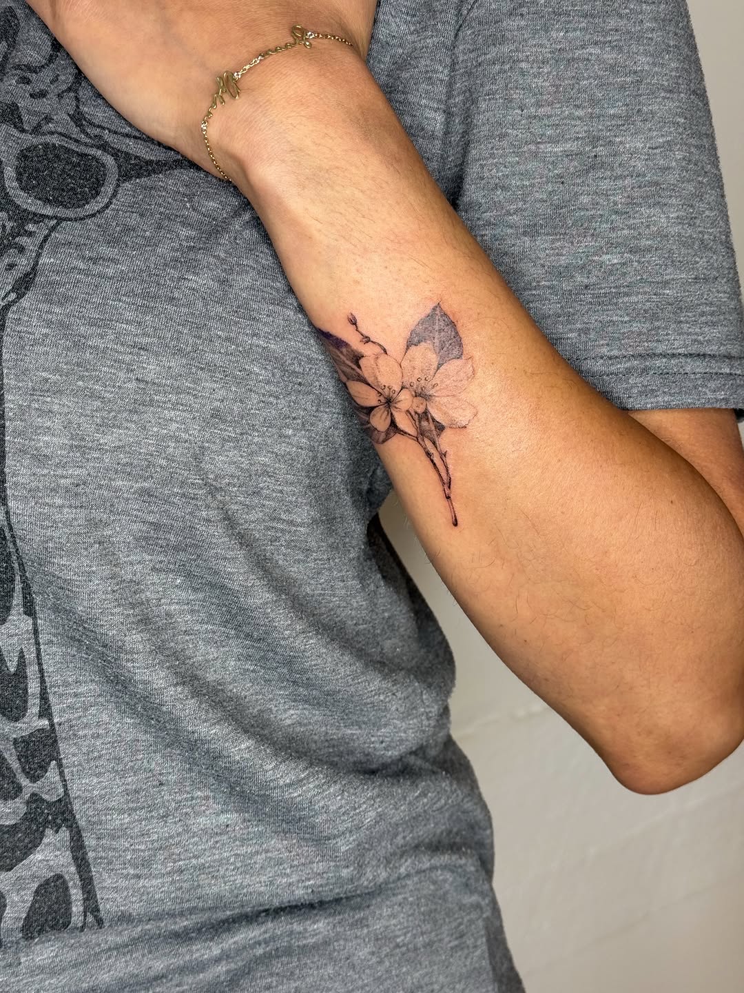 Cherry blossoms fine line tattoo on the forearm by ❁ Marlo Marquise Tattoo Artist ❁