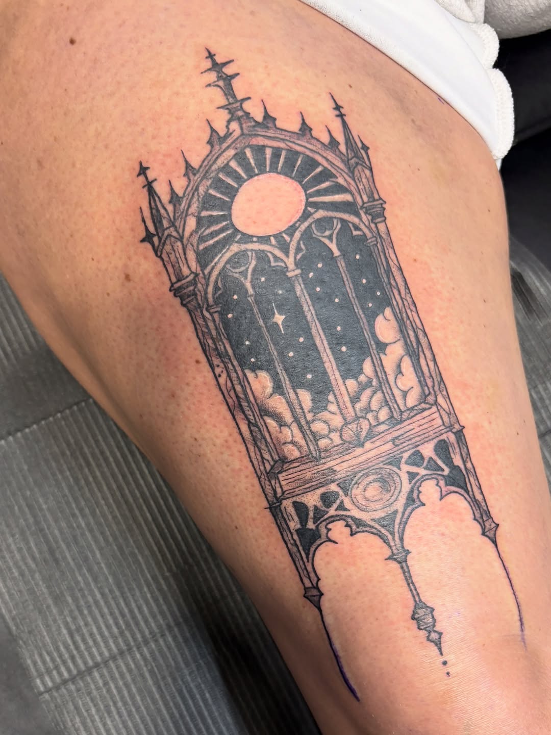 Tattoo by @curbsidetats — black_and_grey, ornamental