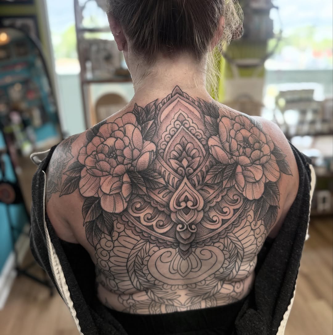 Tattoo by @jameemelvintattoos — dotwork, ornamental