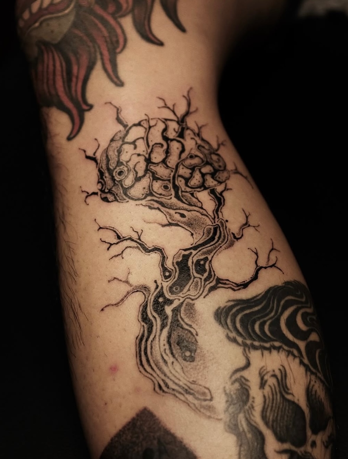 Tattoo by @jimmyyuen — black_and_grey, dotwork