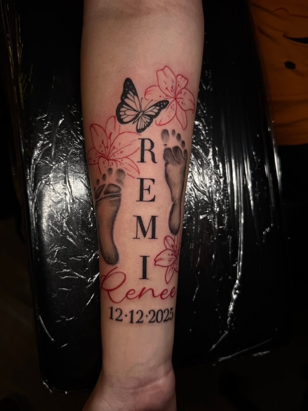 Tattoo by @madisonkaytattoos โ lettering_script, realism