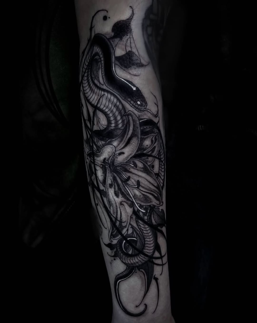 Tattoo by @lorenzotattoos — black_and_grey, dark_realism