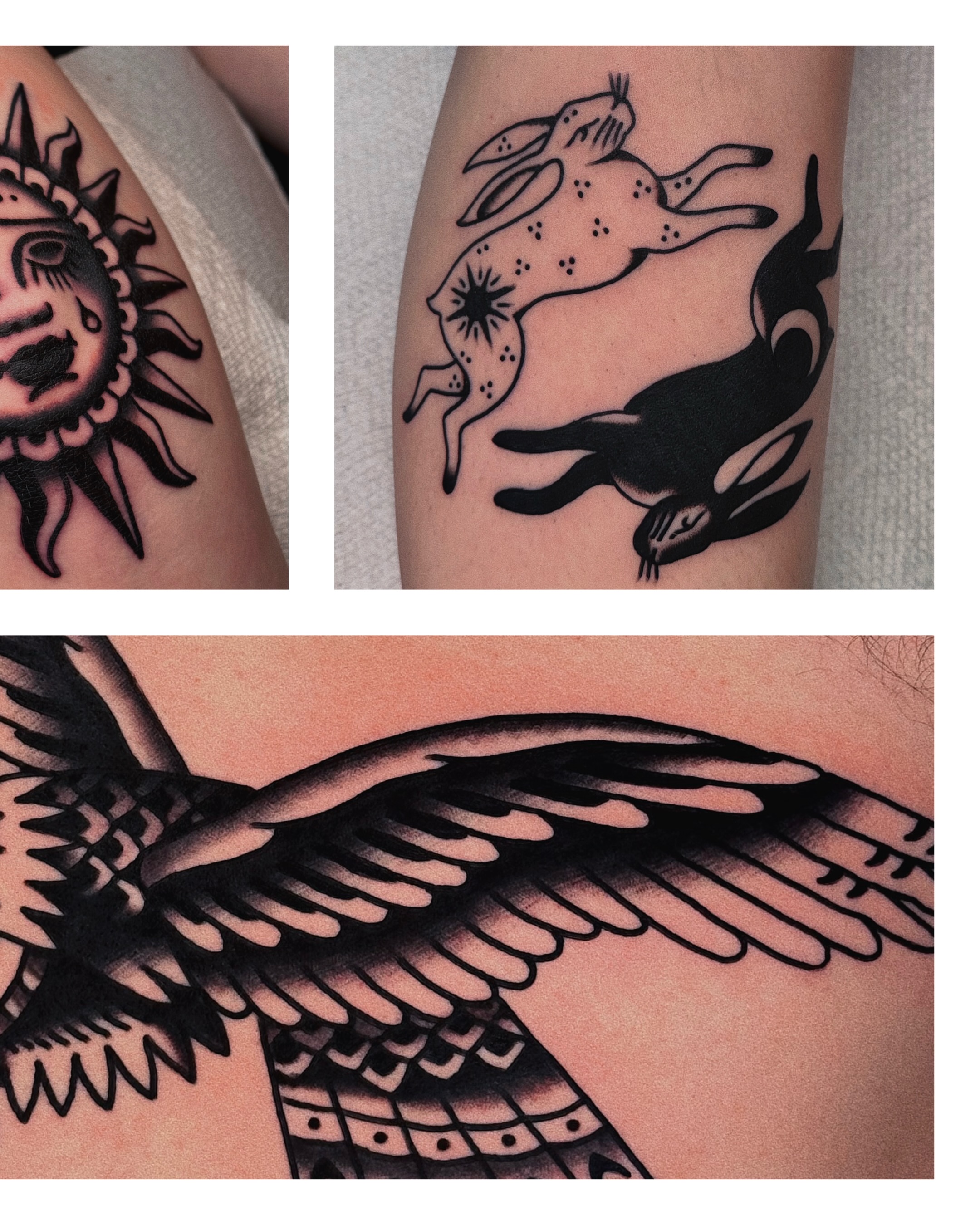 Sun American traditional tattoo on the forearm by Sean Michel, Nashua, New Hampshire