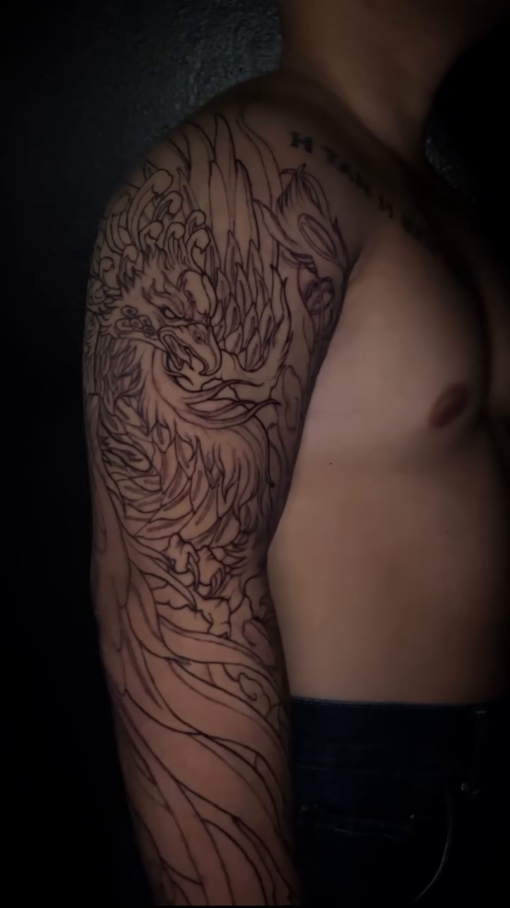 Phoenix sleeve tattoo Japanese tattoo on the upper arm by bev
