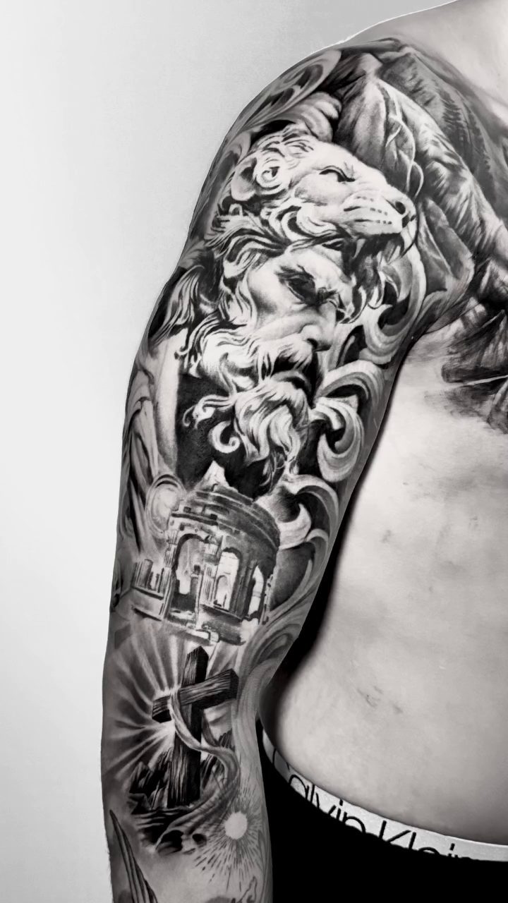 Tattoo by @tatt2ant — realism, black_and_grey