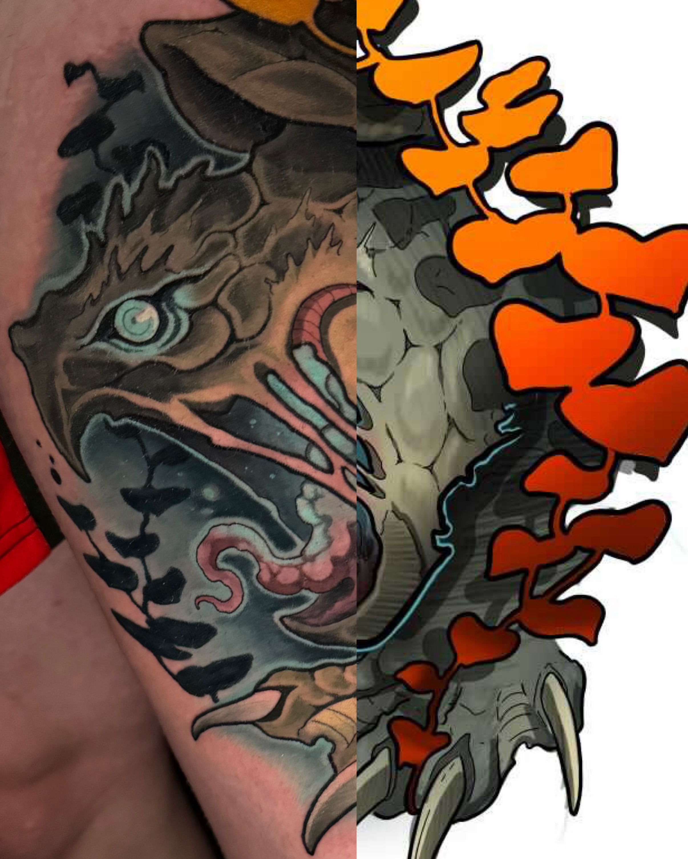 Tattoo by @krissy.carnage — dark_realism, japanese_irezumi