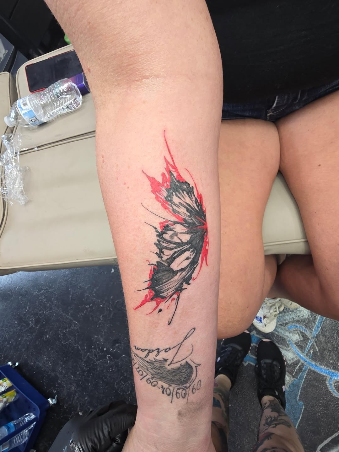 Tattoo by @madxtattoos — watercolor, trash_polka