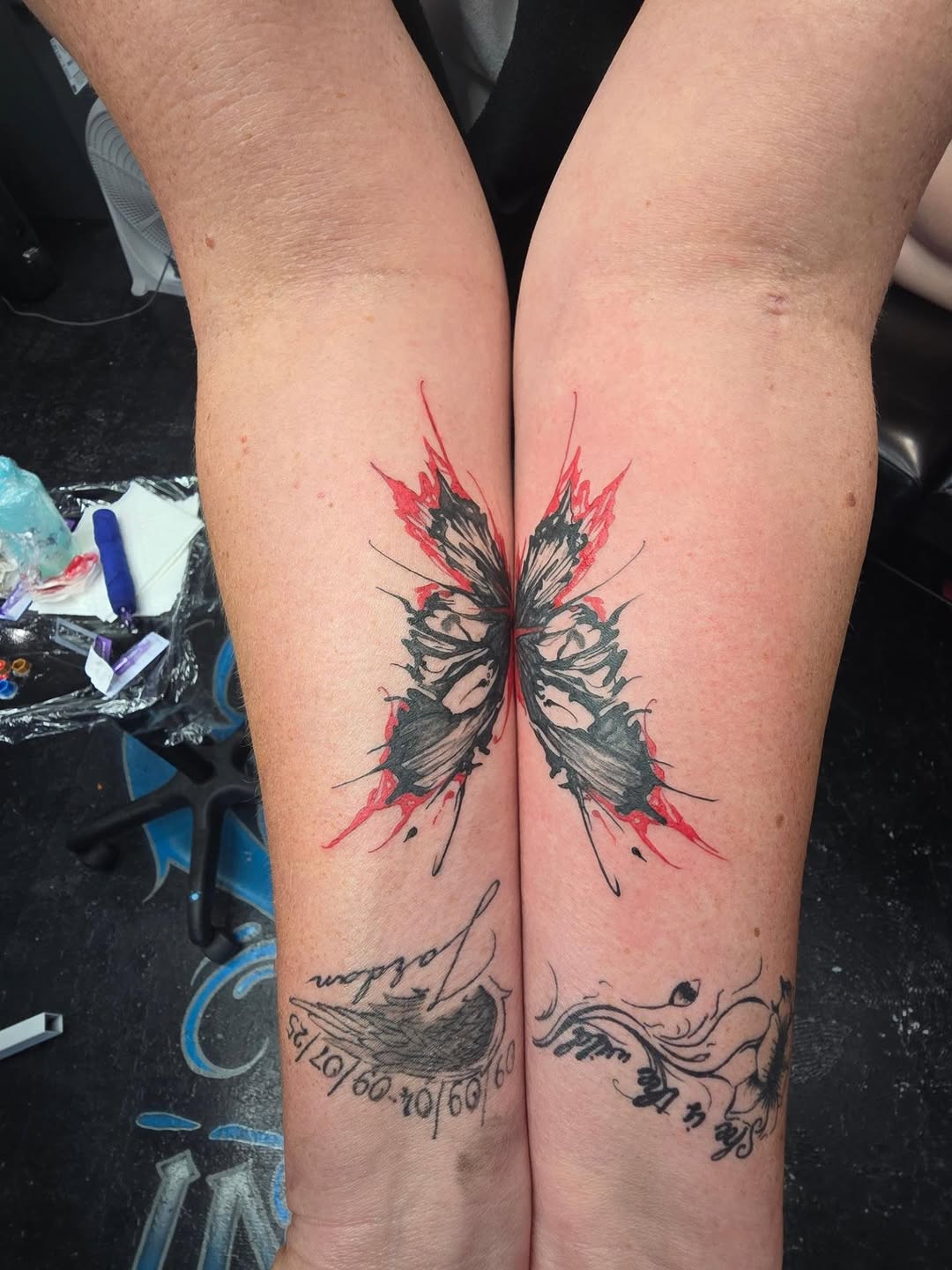 Tattoo by @madxtattoos — trash_polka, lettering_script