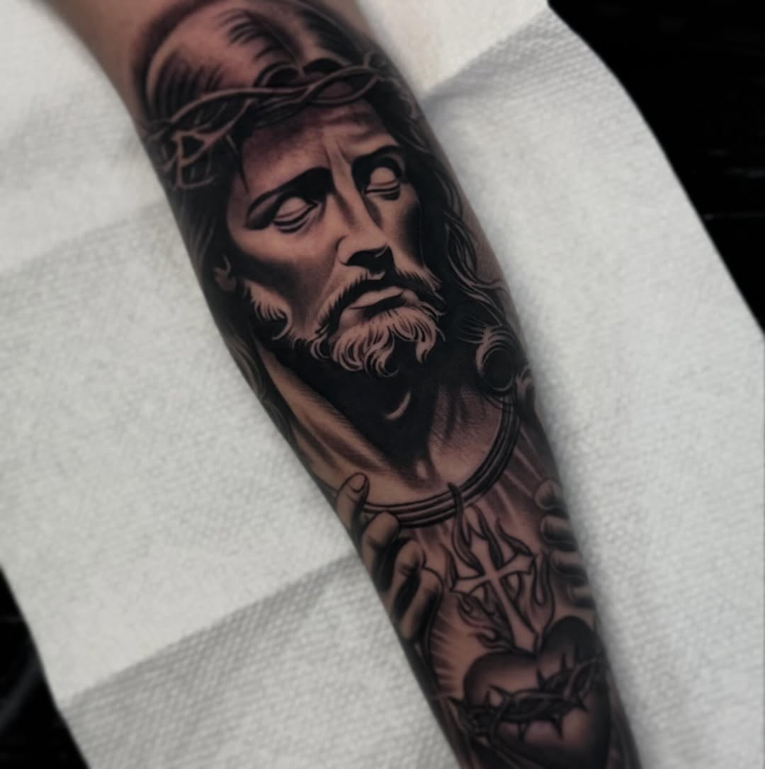 Tattoo by @angel_damiangg — realism, black_and_grey