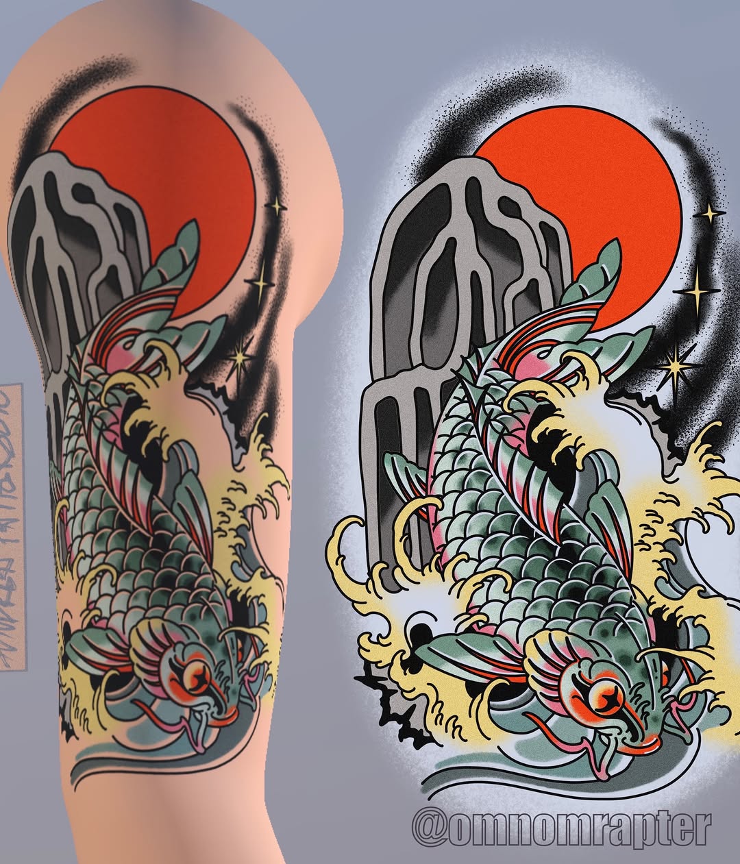 Tattoo by @omnomrapter — japanese_irezumi, american_traditional