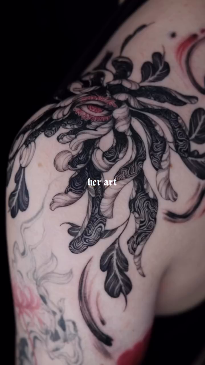 Tattoo by @sabrinawu_tattoo โ japanese_irezumi, black_and_grey