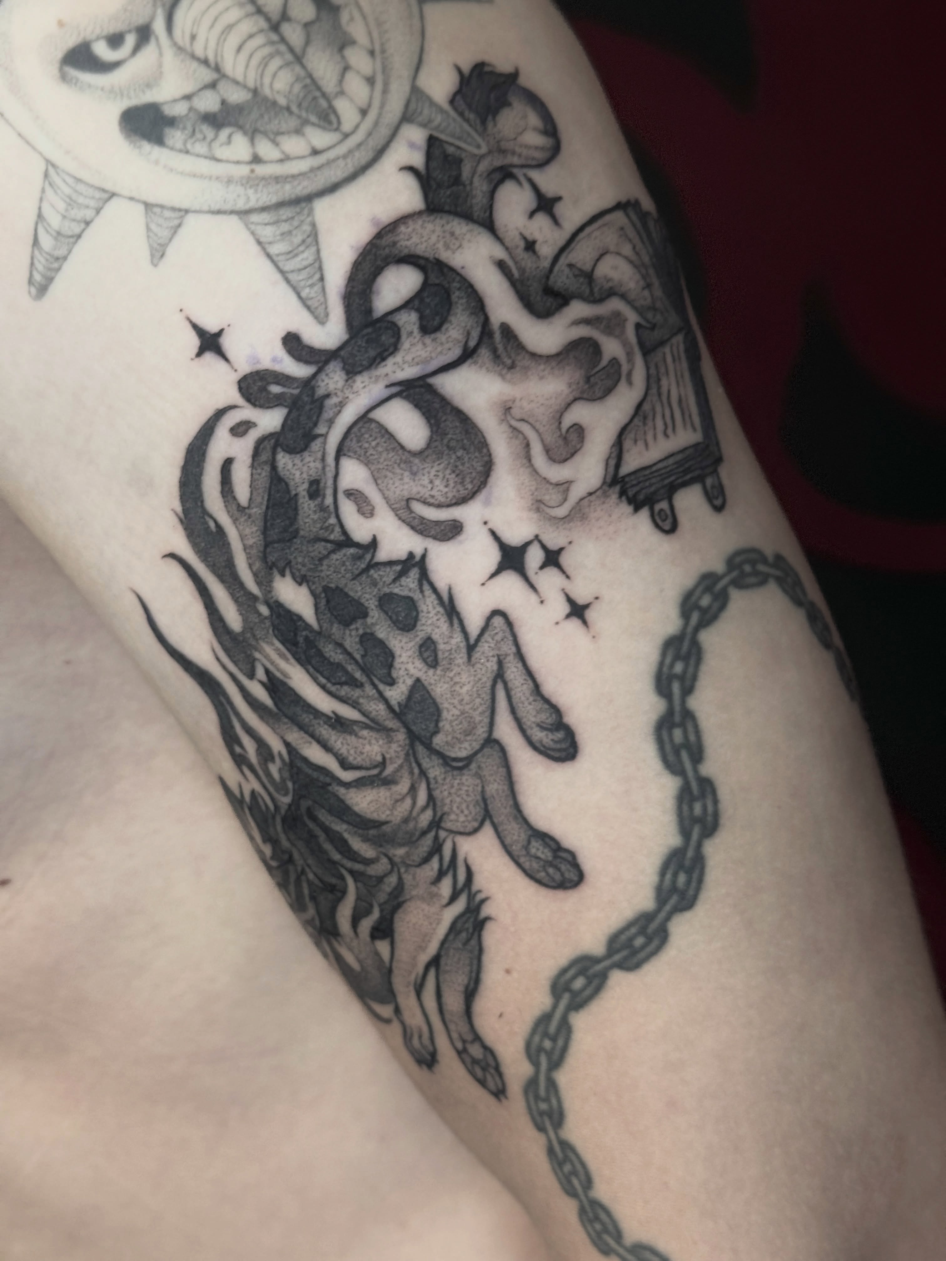Tattoo by @blackmeddle — dotwork, black_and_grey