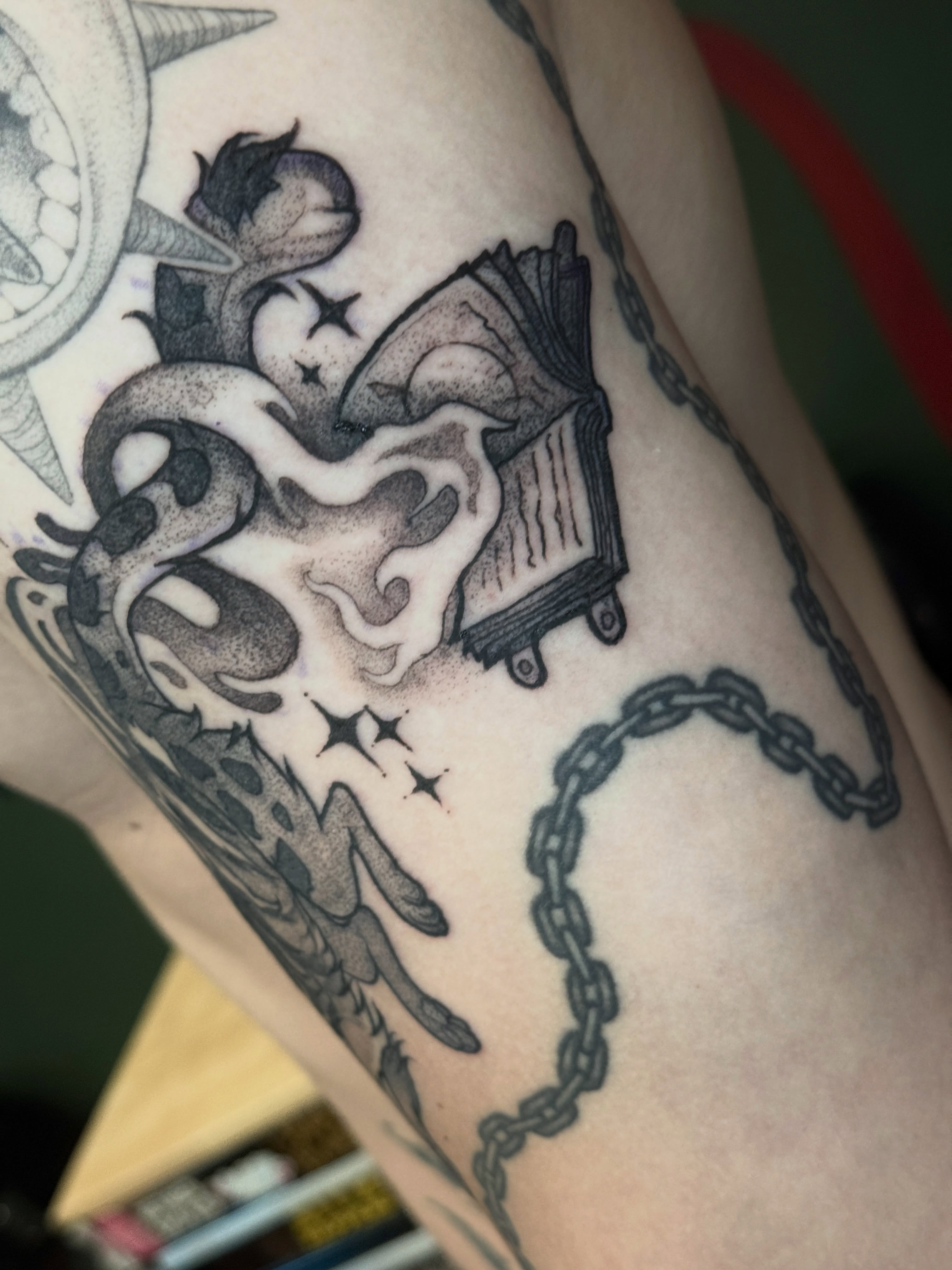 Tattoo by @blackmeddle — dotwork, black_and_grey