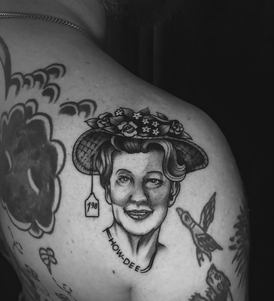 Tattoo by @irememberthealamo โ realism, black_and_grey