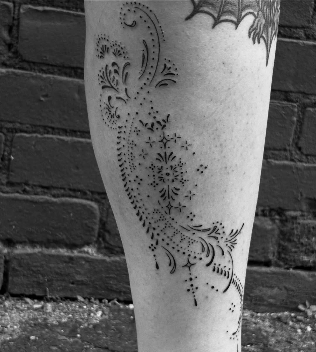 Tattoo by @curbsidetats — dotwork, ornamental