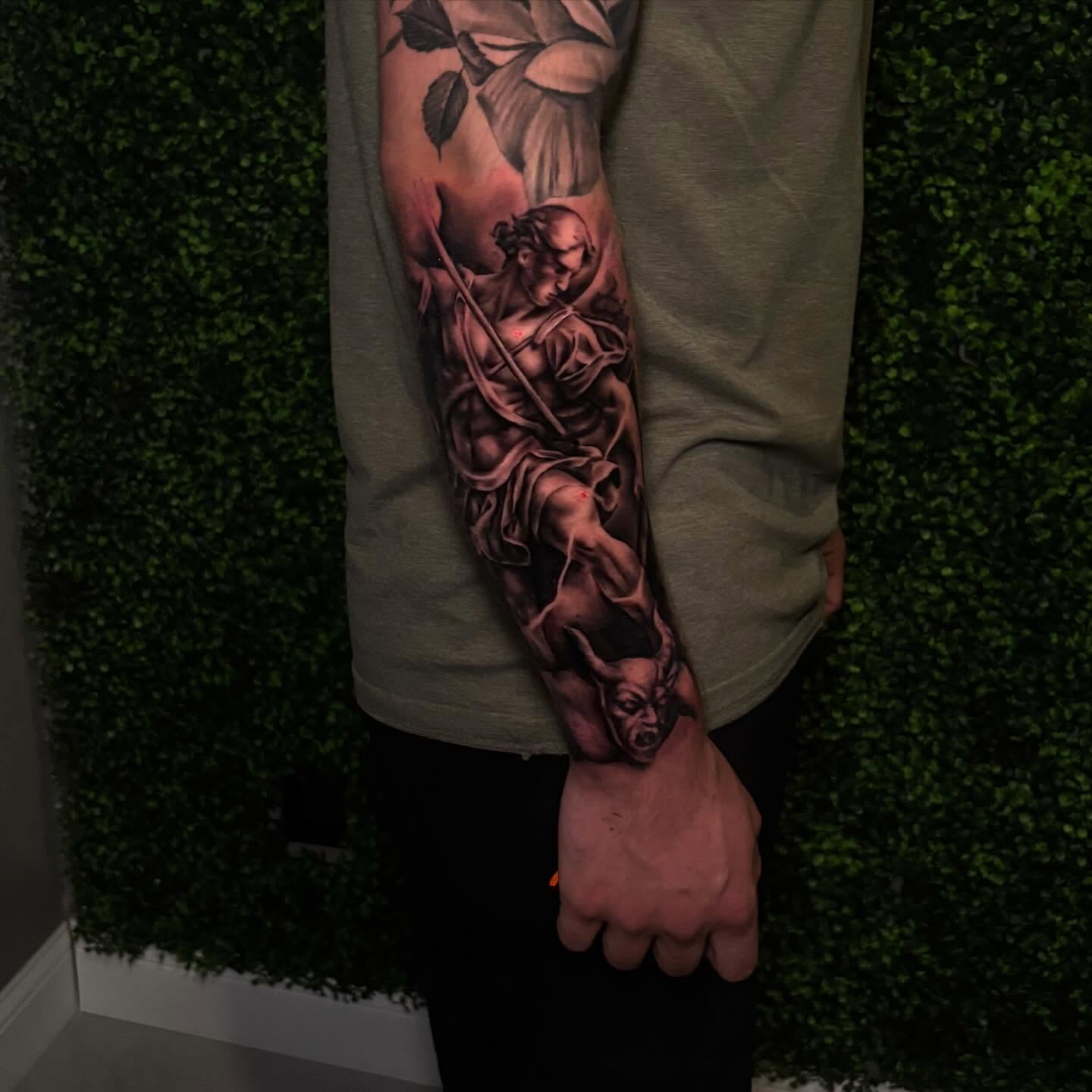 Samurai warrior realism tattoo on the forearm by Bella Buonopane