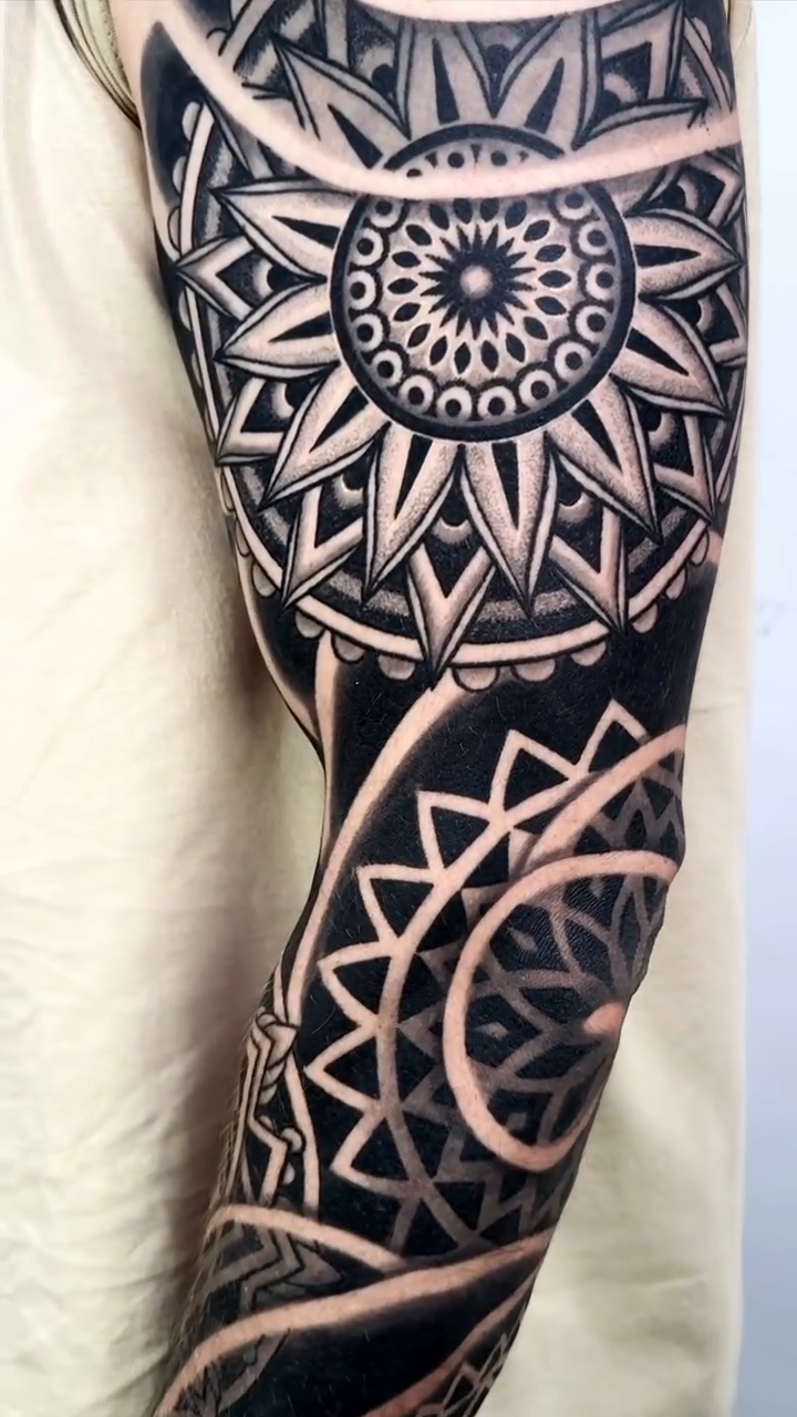 Tattoo by @ariesrhysing — geometric, blackwork