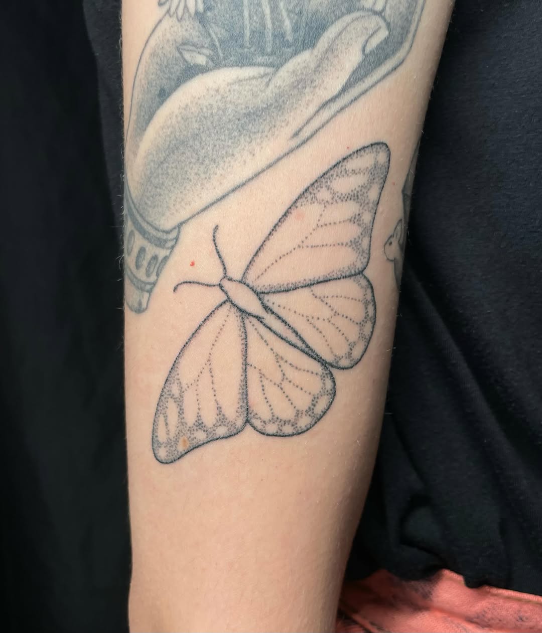 Tattoo by @mothmachine β dotwork, fine_line