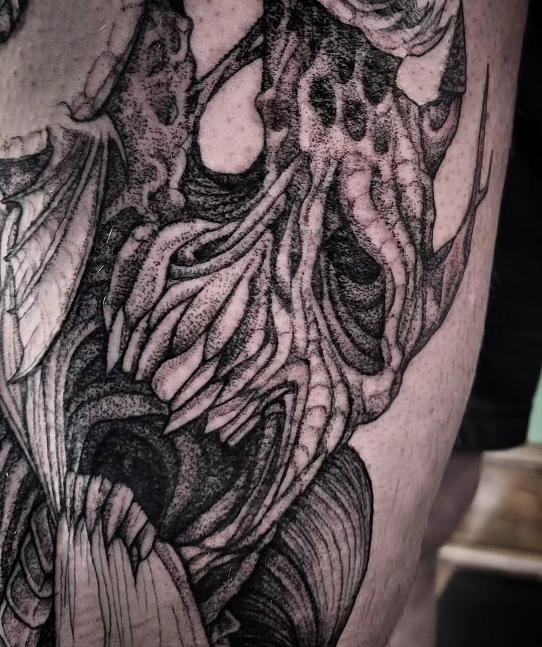 Tattoo by @el_tejon โ black_and_grey, dotwork