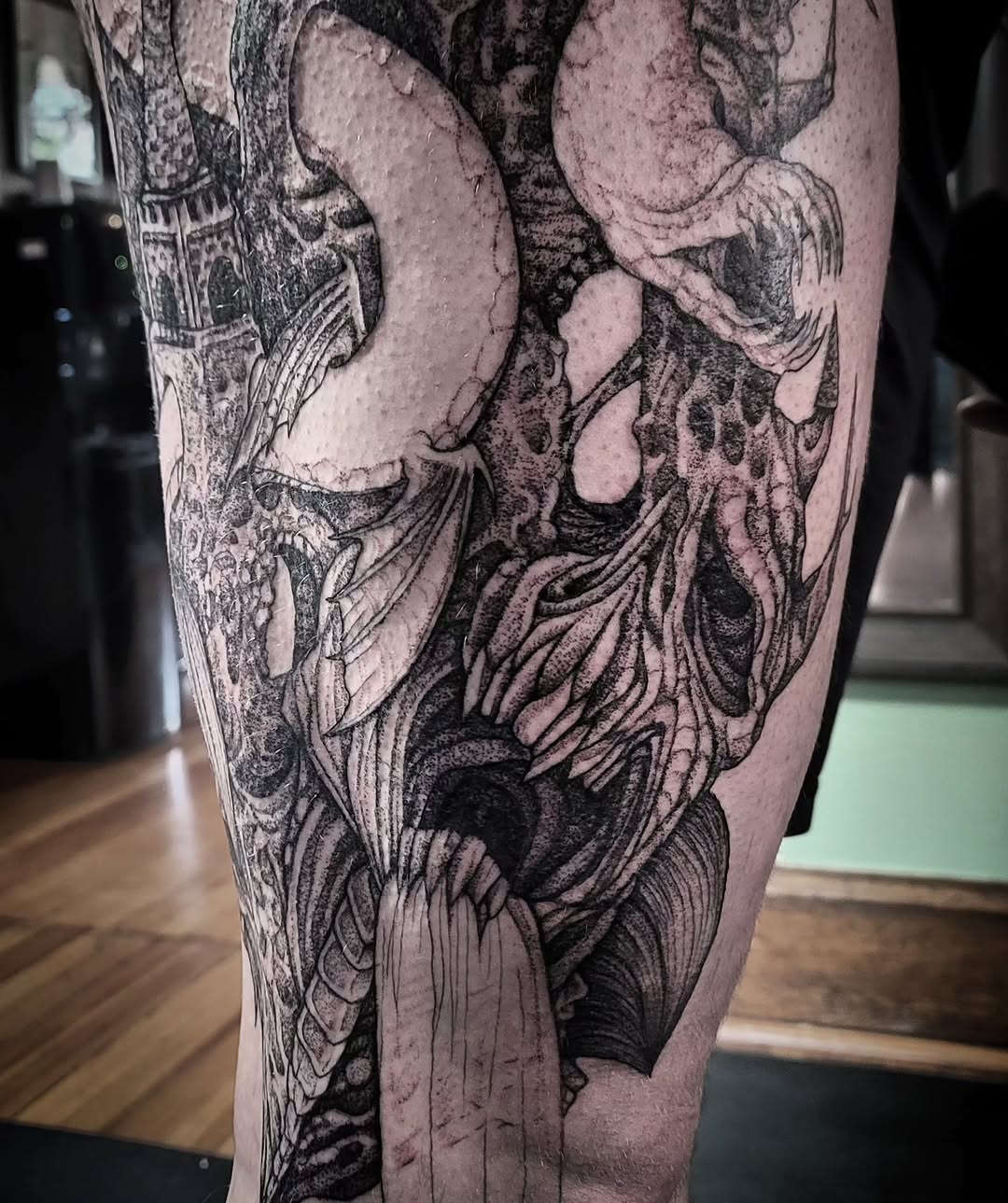 Tattoo by @el_tejon โ black_and_grey, dark_realism