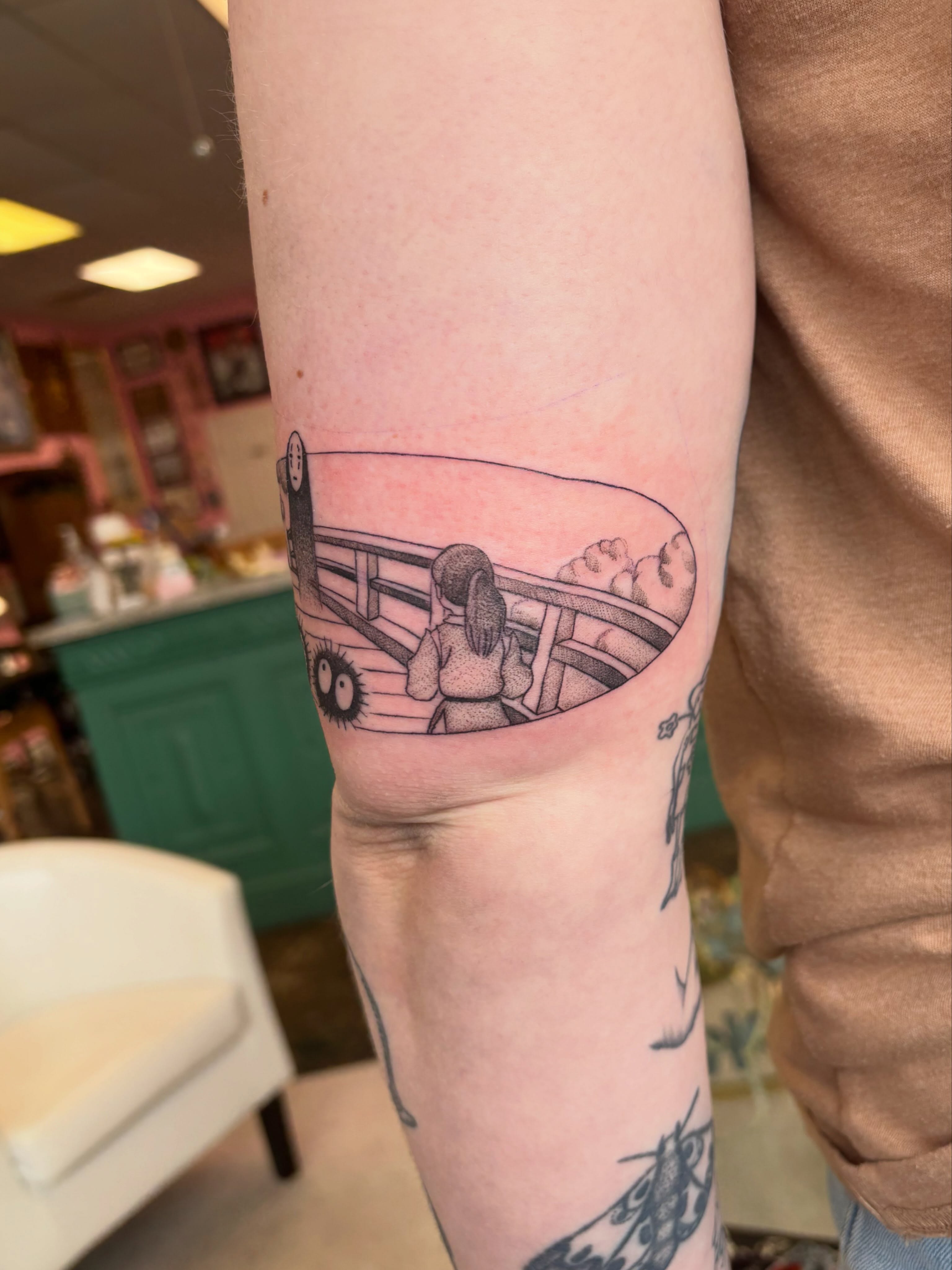Tattoo by @beccabootattoos — anime, dotwork