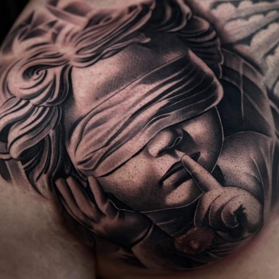 Tattoo by @angel_damiangg — realism, black_and_grey