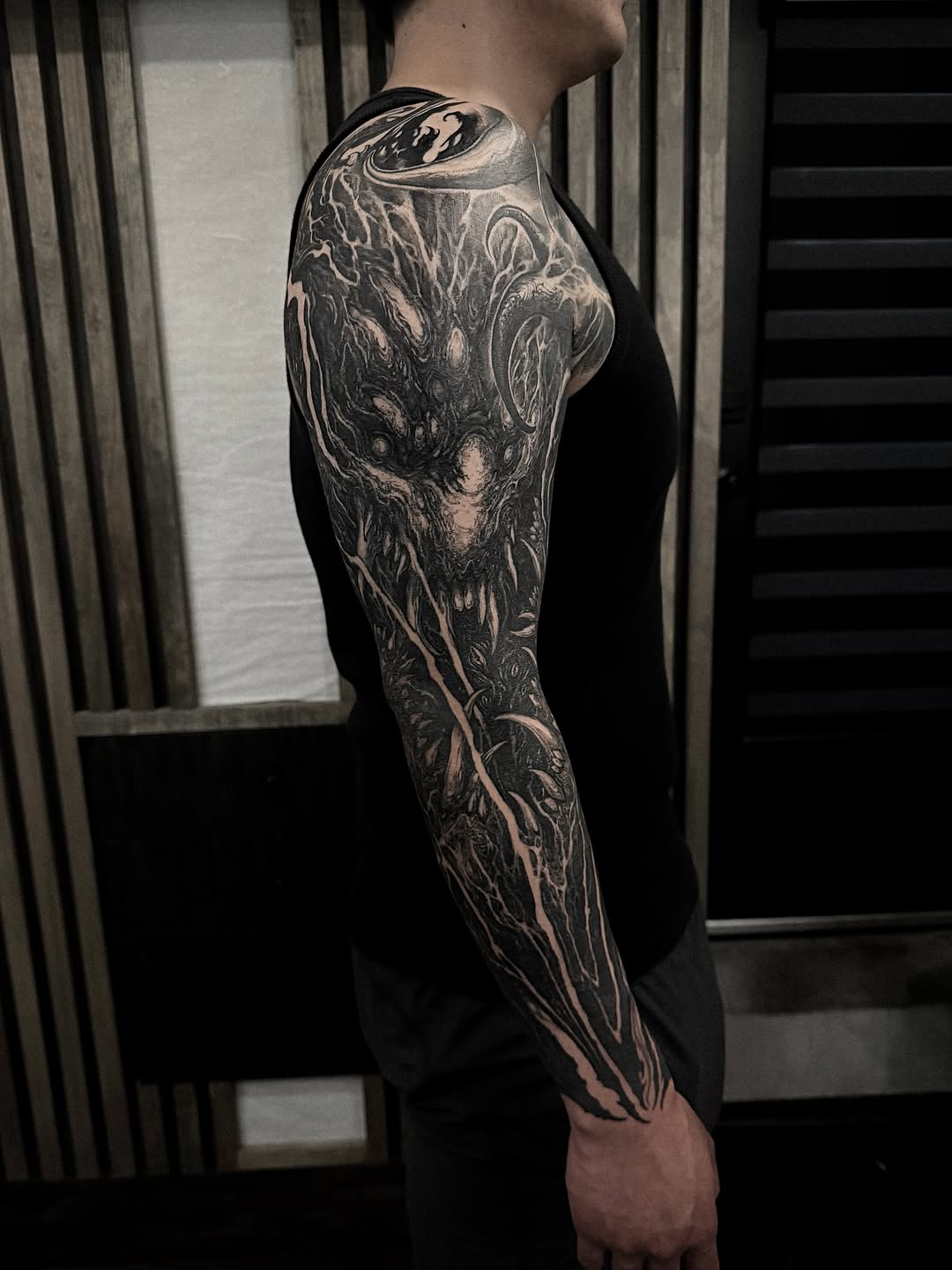 Tattoo by @rokyeom_ β black_and_grey, dark_realism