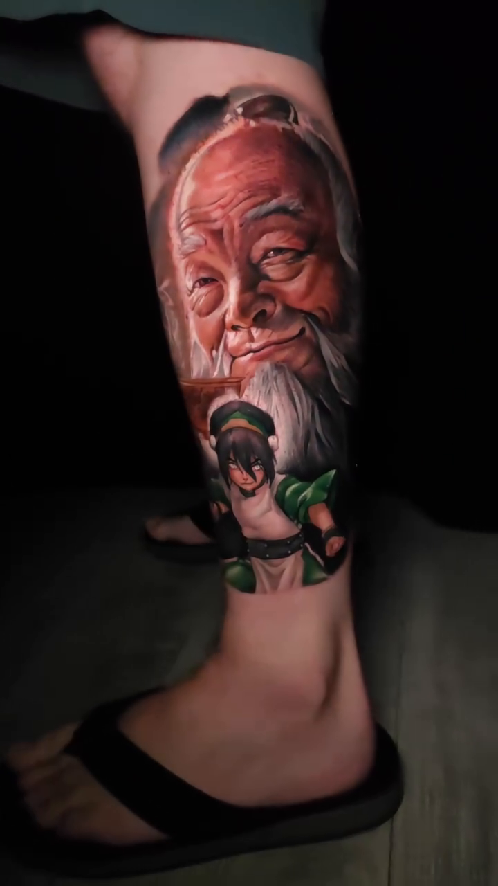 Surrealism tattoo on the calf by Joseph J Tattooart Denver, Lakewood, Colorado
