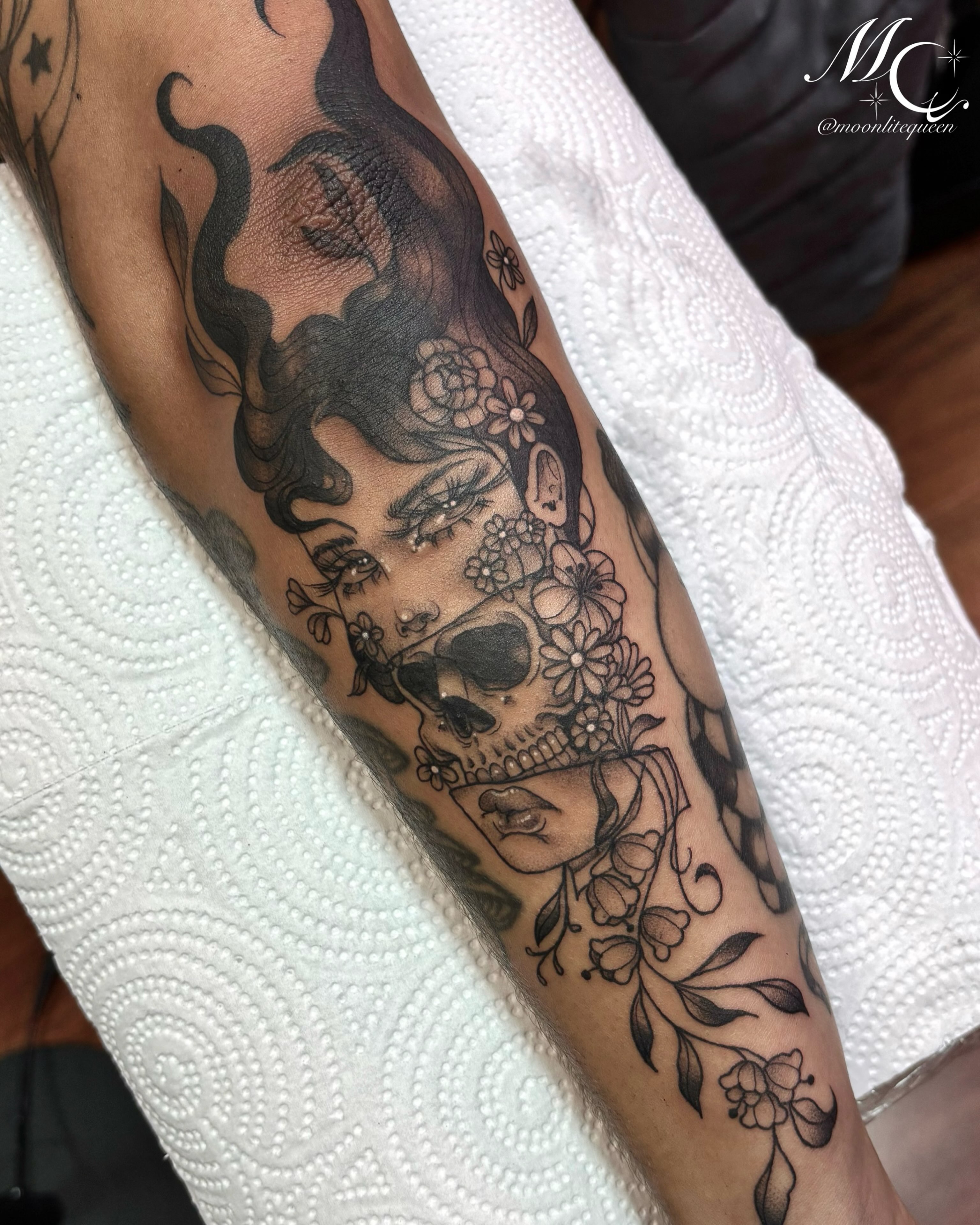 Tattoo by @moonlitequeentattooist — american_traditional, black_and_grey
