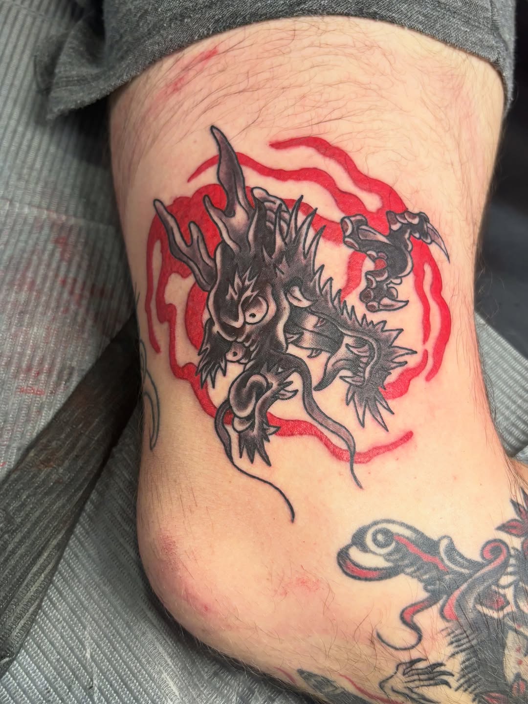 Tattoo by @curbsidetats — japanese_irezumi, black_and_grey