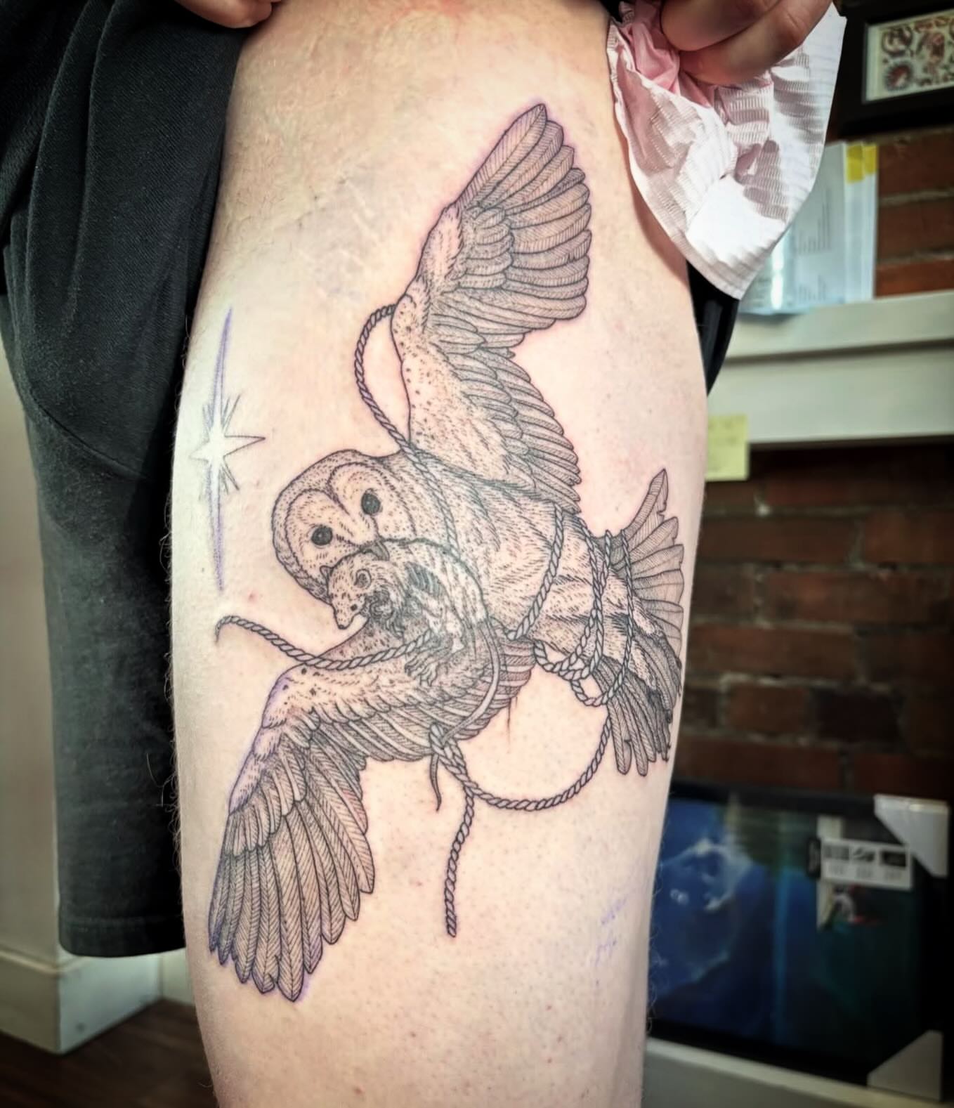 Tattoo by @softcorehorror — black_and_grey