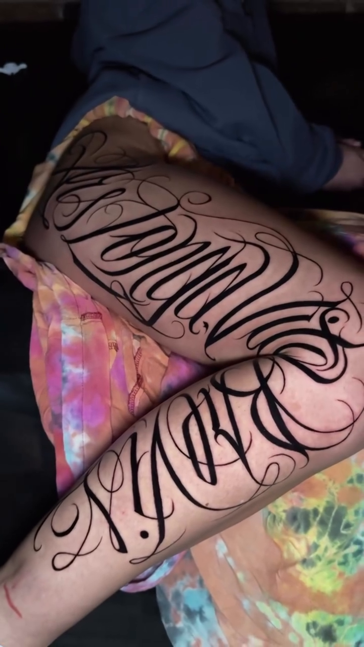 Tattoo by @wiseroner — lettering_script, chicano