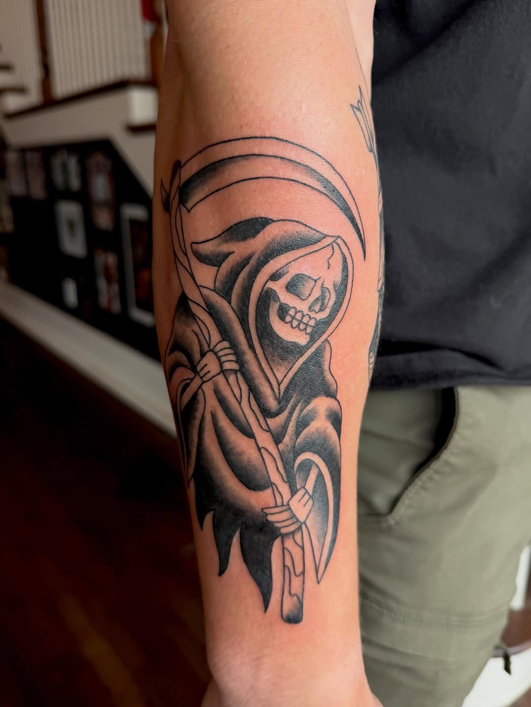 Grim reaper dark art tattoo on the forearm by Alaska ⚜️
