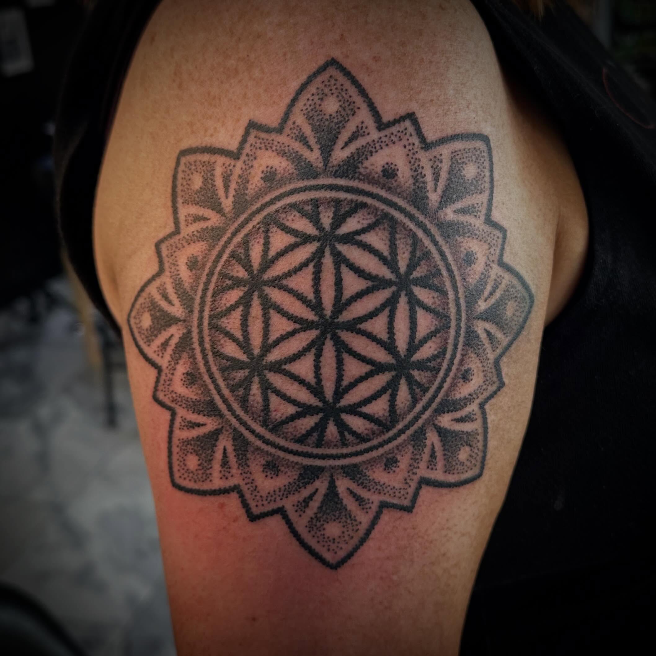 Tattoo by @chadjphillips — dotwork, geometric