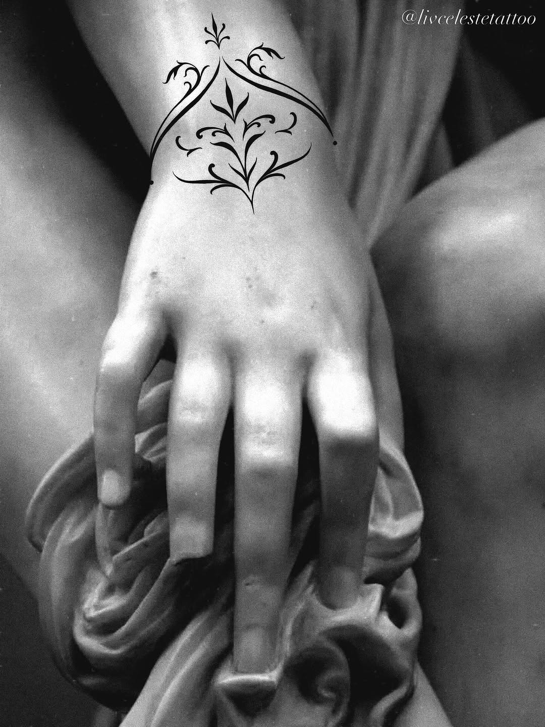Ornamental vine bracelet tattoo on the hand by ༻❁༺ ⟡ 𝑳𝒊𝒗 𝑪𝒆𝒍𝒆𝒔𝒕𝒆 ⟡ ༻❁༺