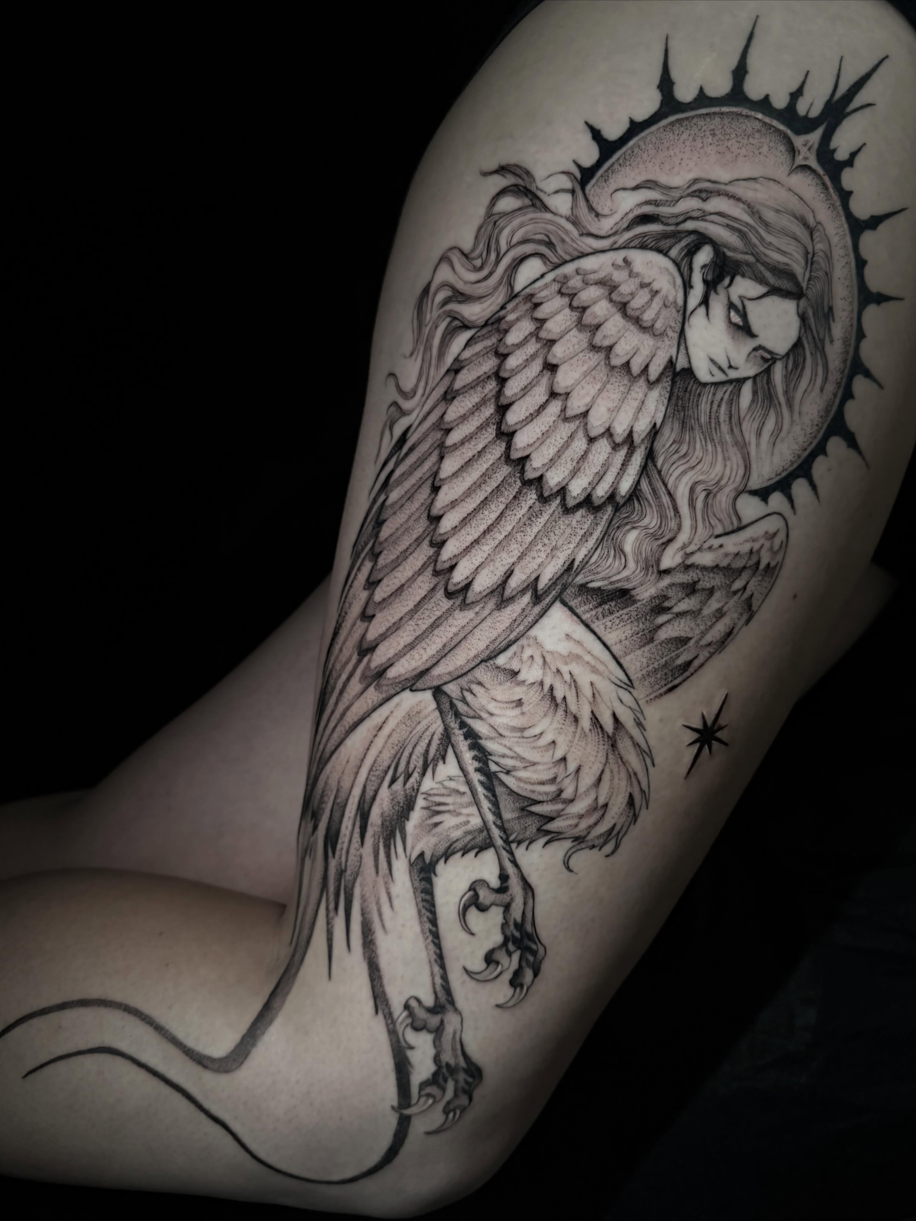 Tattoo by @whitehorsetattooing — black_and_grey, realism