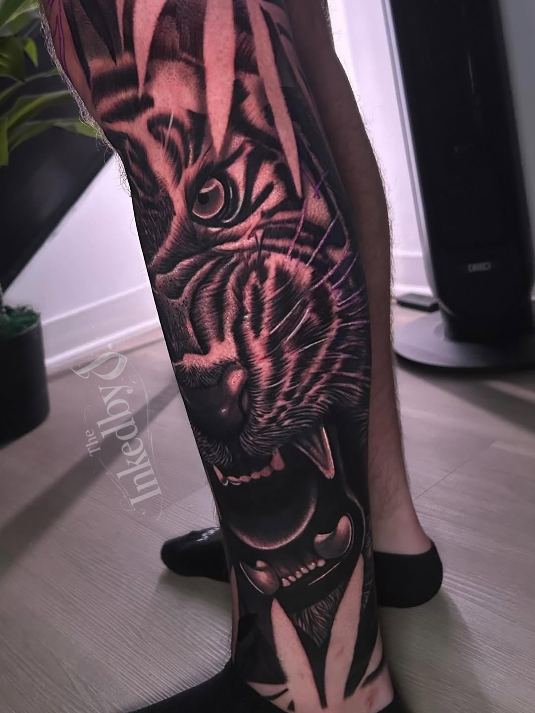 Tiger face realism tattoo on the forearm by Jaylen - Atlanta Tattoo Artist