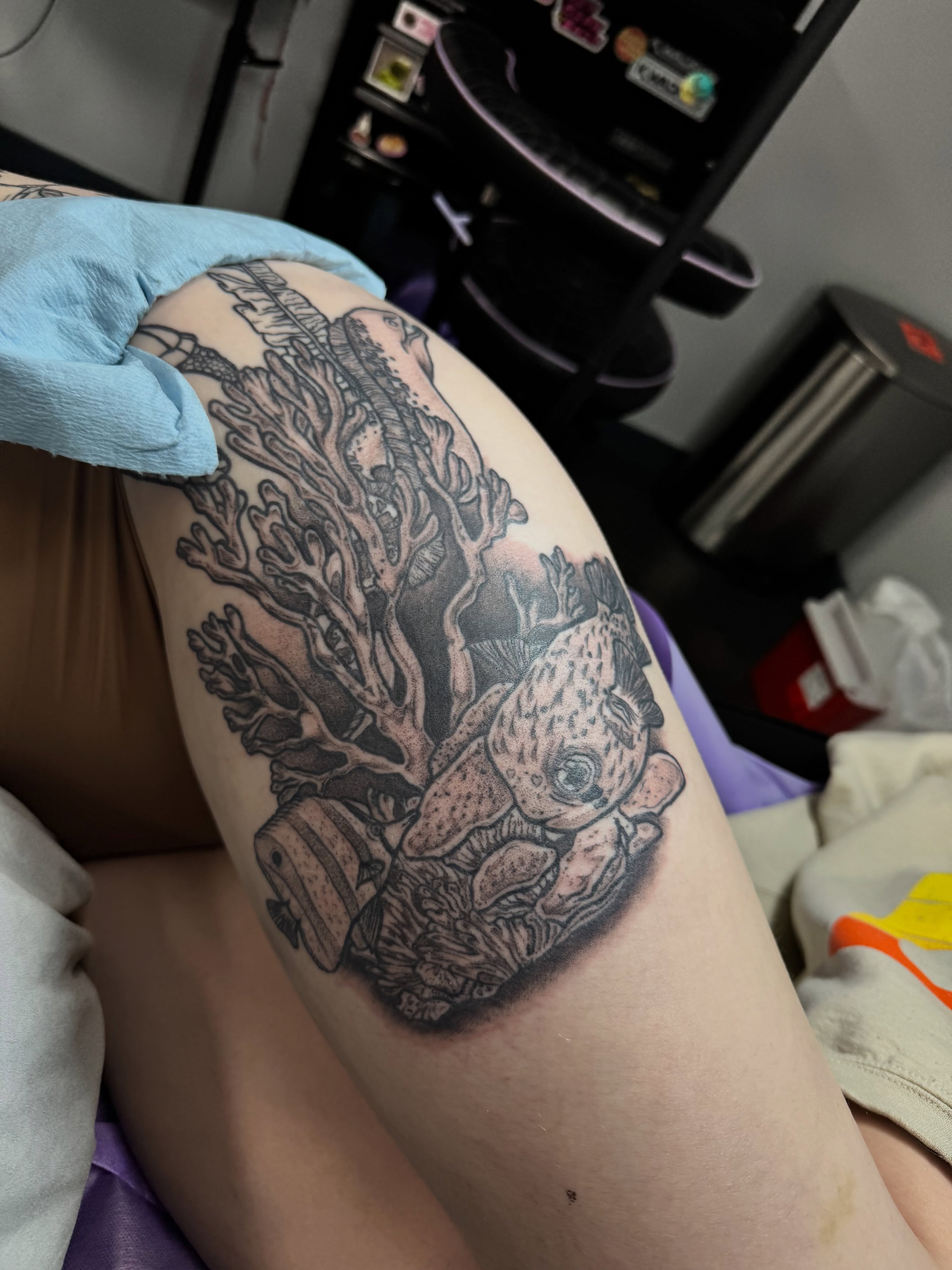 Tattoo by @feralfawntattoo — black_and_grey