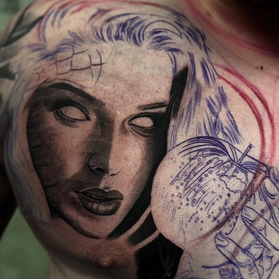 Tattoo by @angel_damiangg — realism, black_and_grey