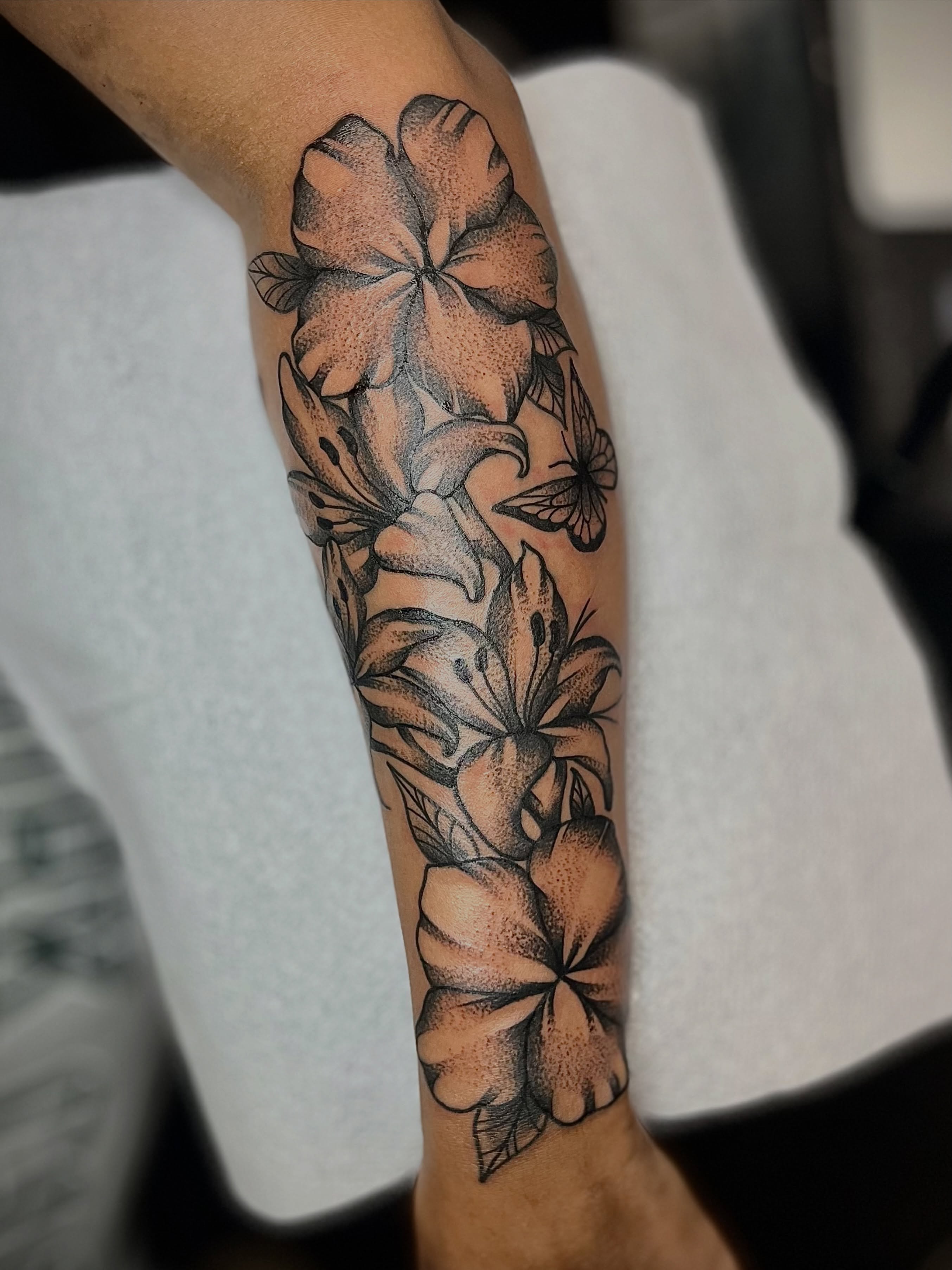 Tattoo by @cursedskintattoos — dotwork, black_and_grey
