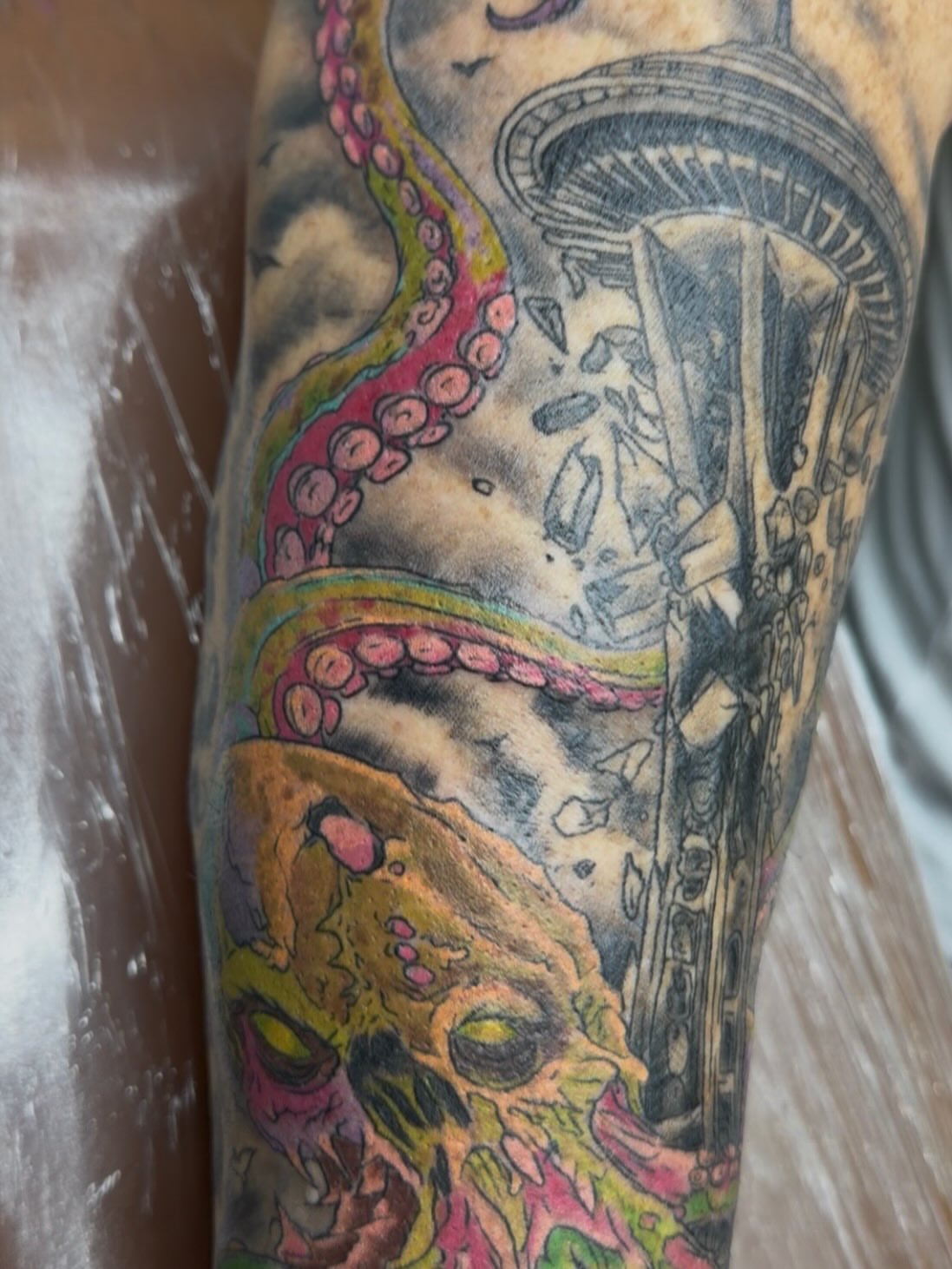 Tattoo by @mountpeaktattoo — dotwork, surrealism