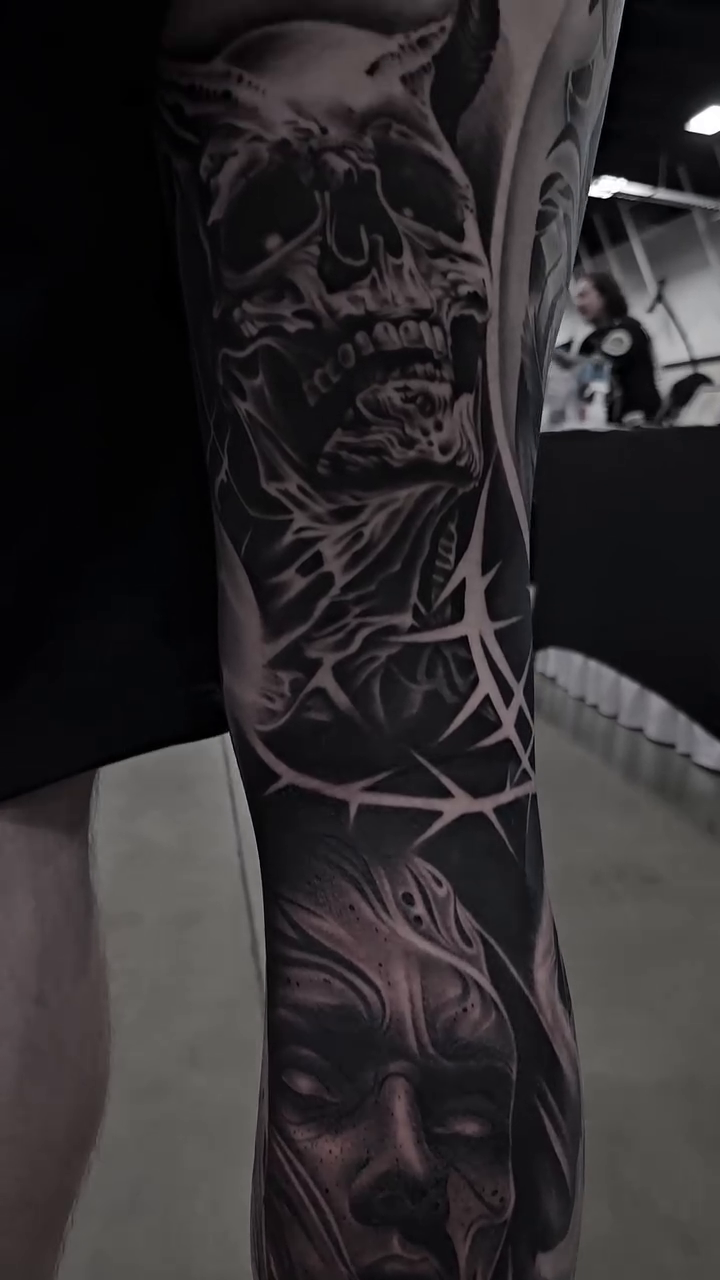 Tattoo by @ericbadantattoos โ dark_realism, black_and_grey