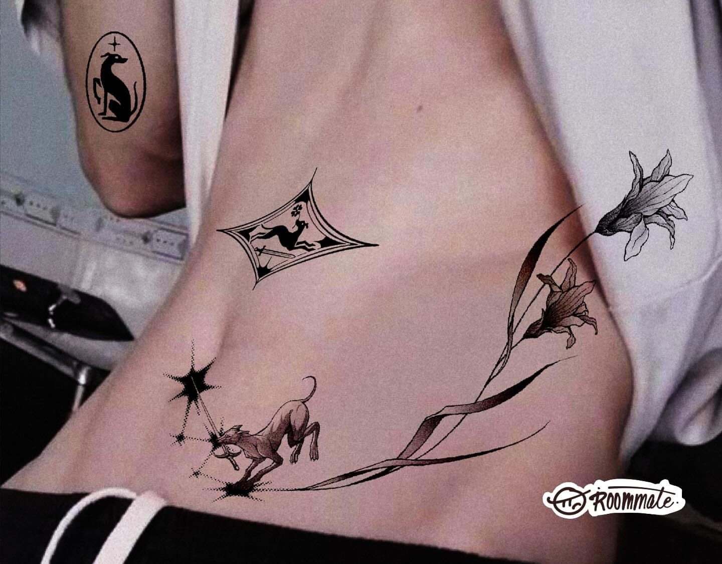 Tattoo by @roommate_tat — black_and_grey, geometric