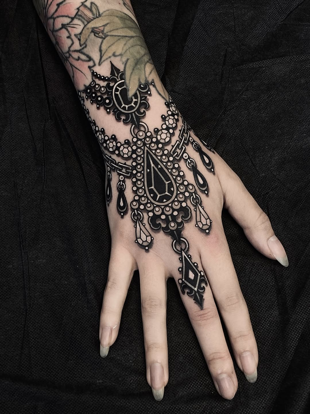 Tattoo by @black_casket — black_and_grey, ornamental