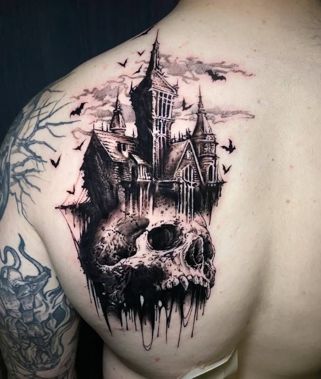 Tattoo by @tattoosbycameronj — dark_realism, blackwork