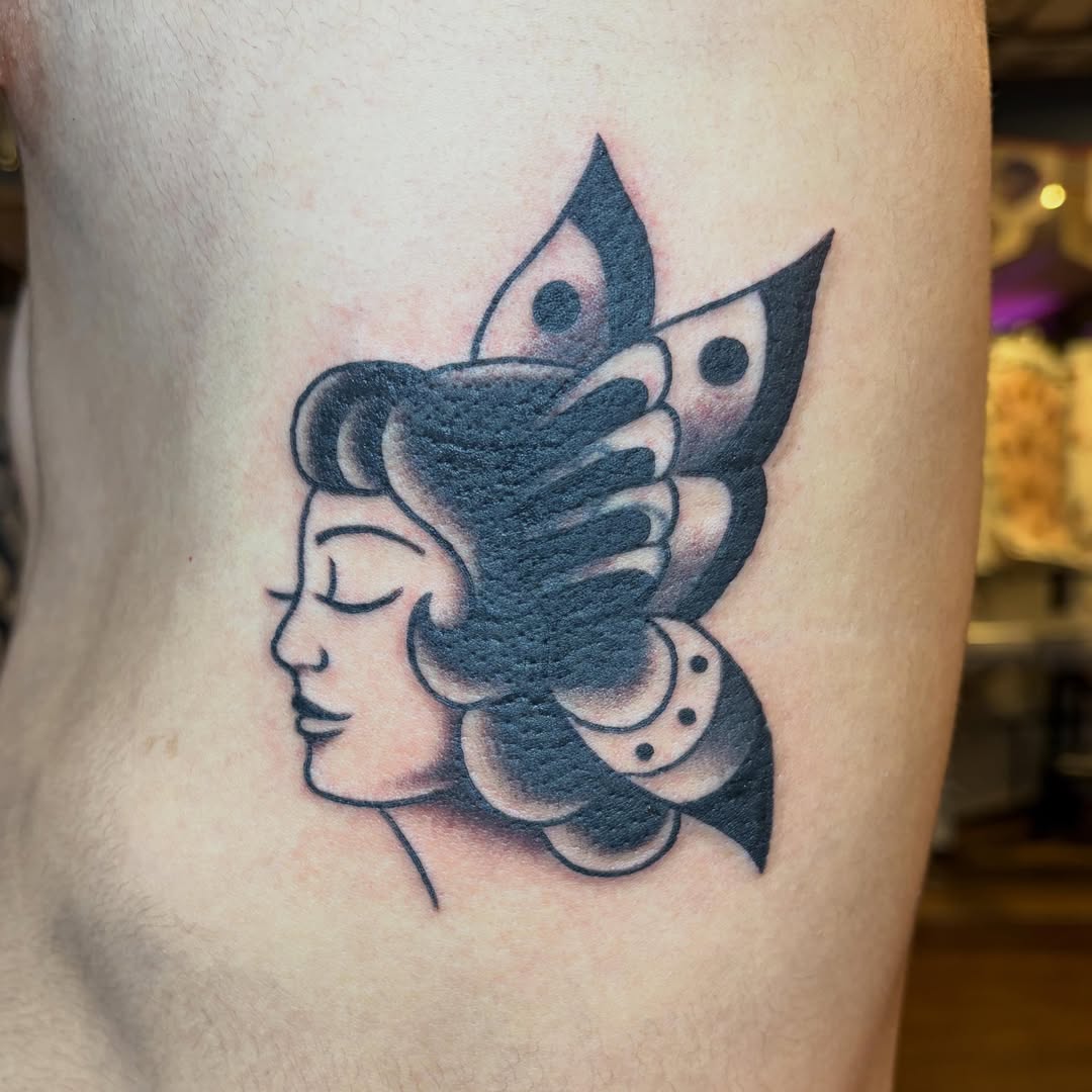 Tattoo by @caitberries — black_and_grey