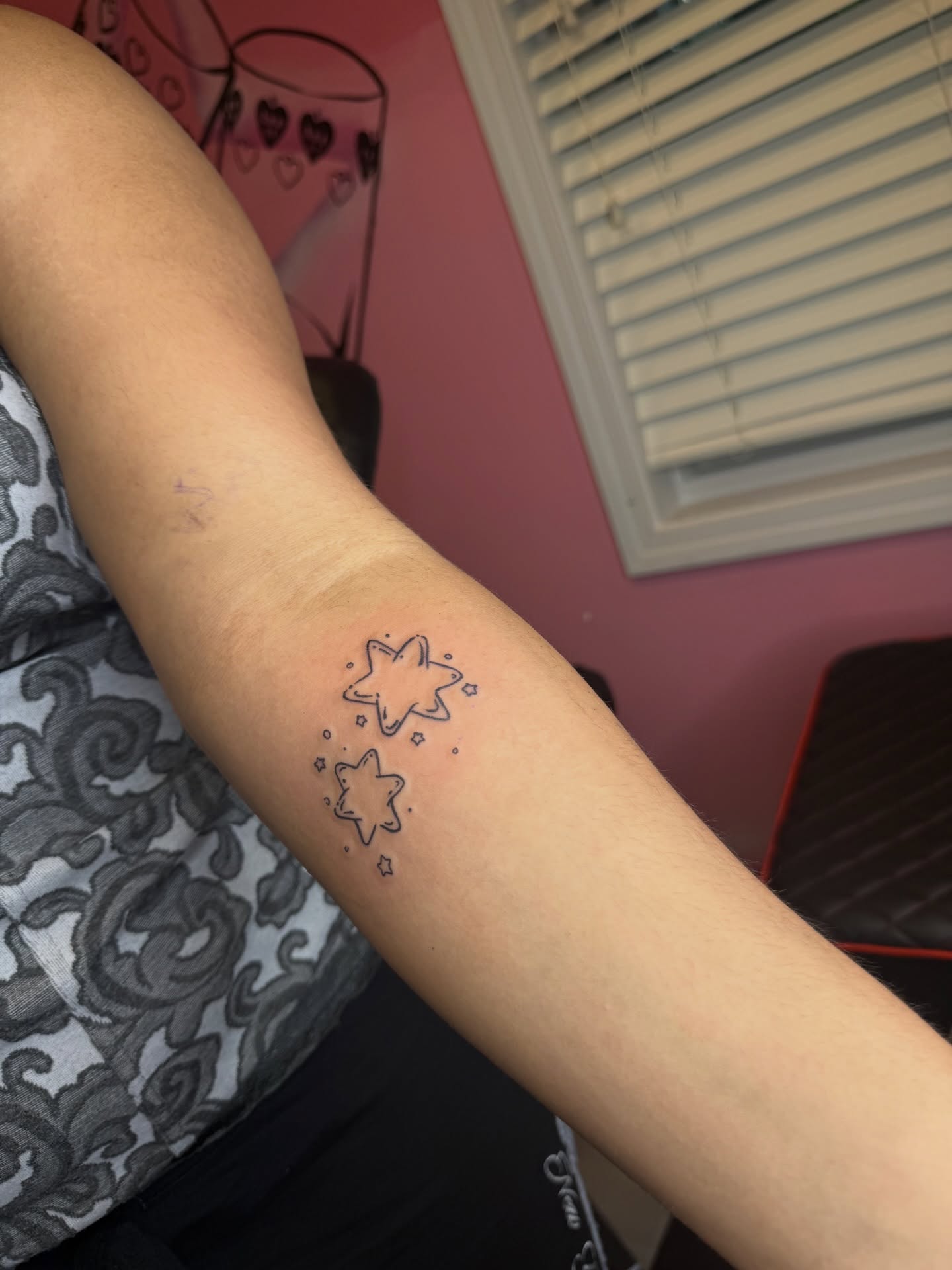 Stars dotwork tattoo on the forearm by Room 707 Tattoo 🍰🍓