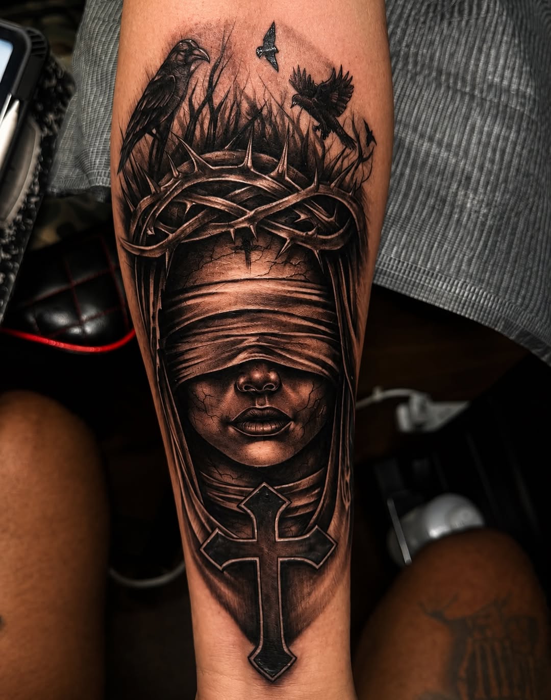 Tattoo by @bonefaceink — realism, black_and_grey
