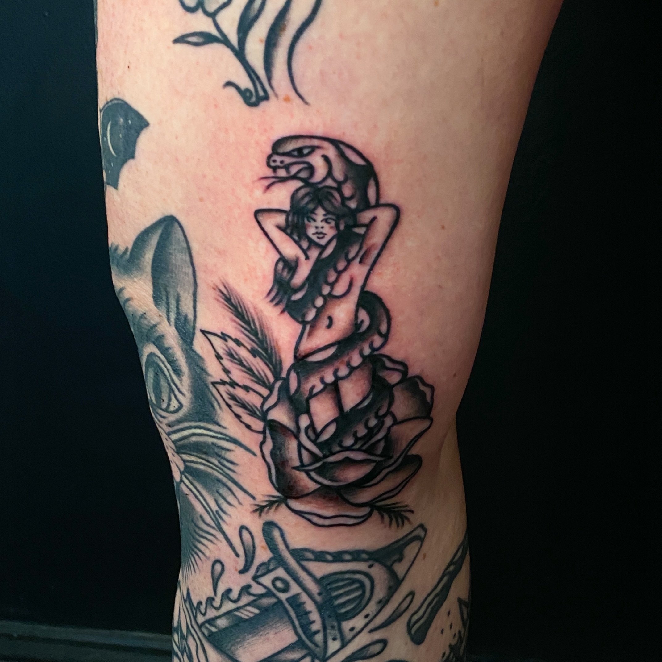 Tattoo by @msdtatts — american_traditional, black_and_grey